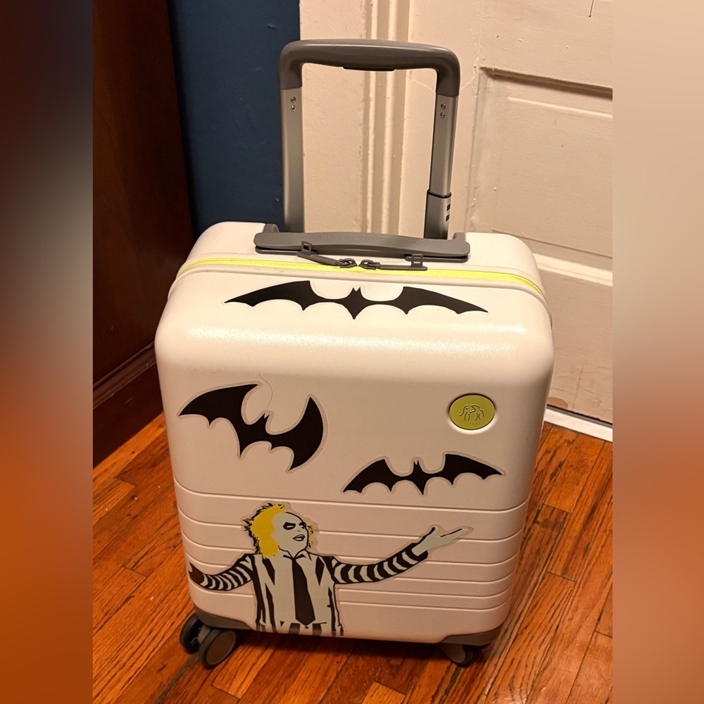 Custom Beetlejuice DrunkElephant x Monos Mini Carry On LTD spooky suitcase